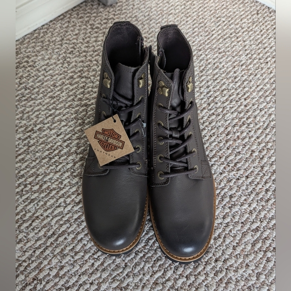 Harley-Davidson Gardner  Brown Leather Motorcycle Boots D96257 Men's Size 12. - Picture 6 of 10